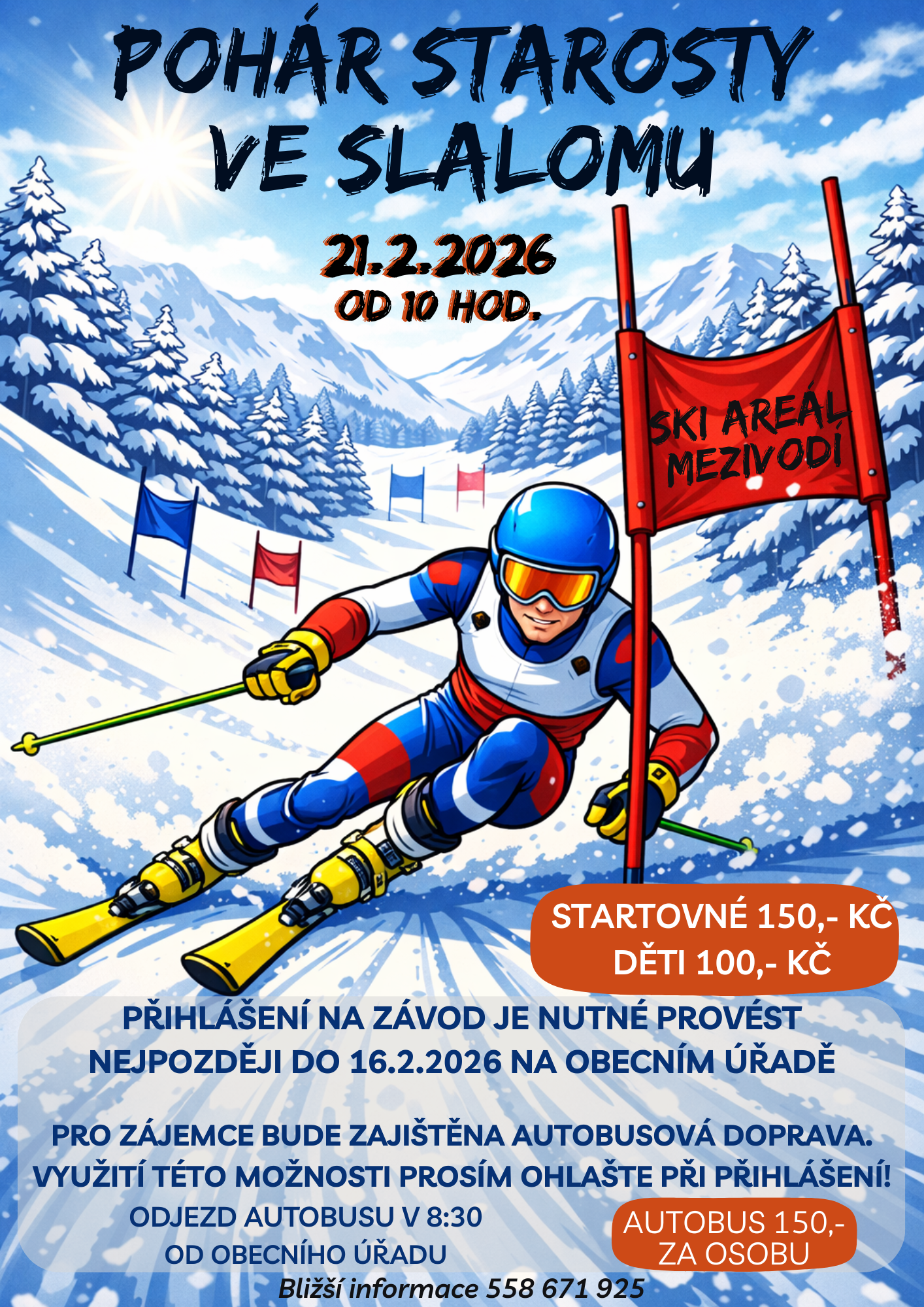 Náhledový obrázek článku: Pohár starosty ve slalomu 21.2.2026