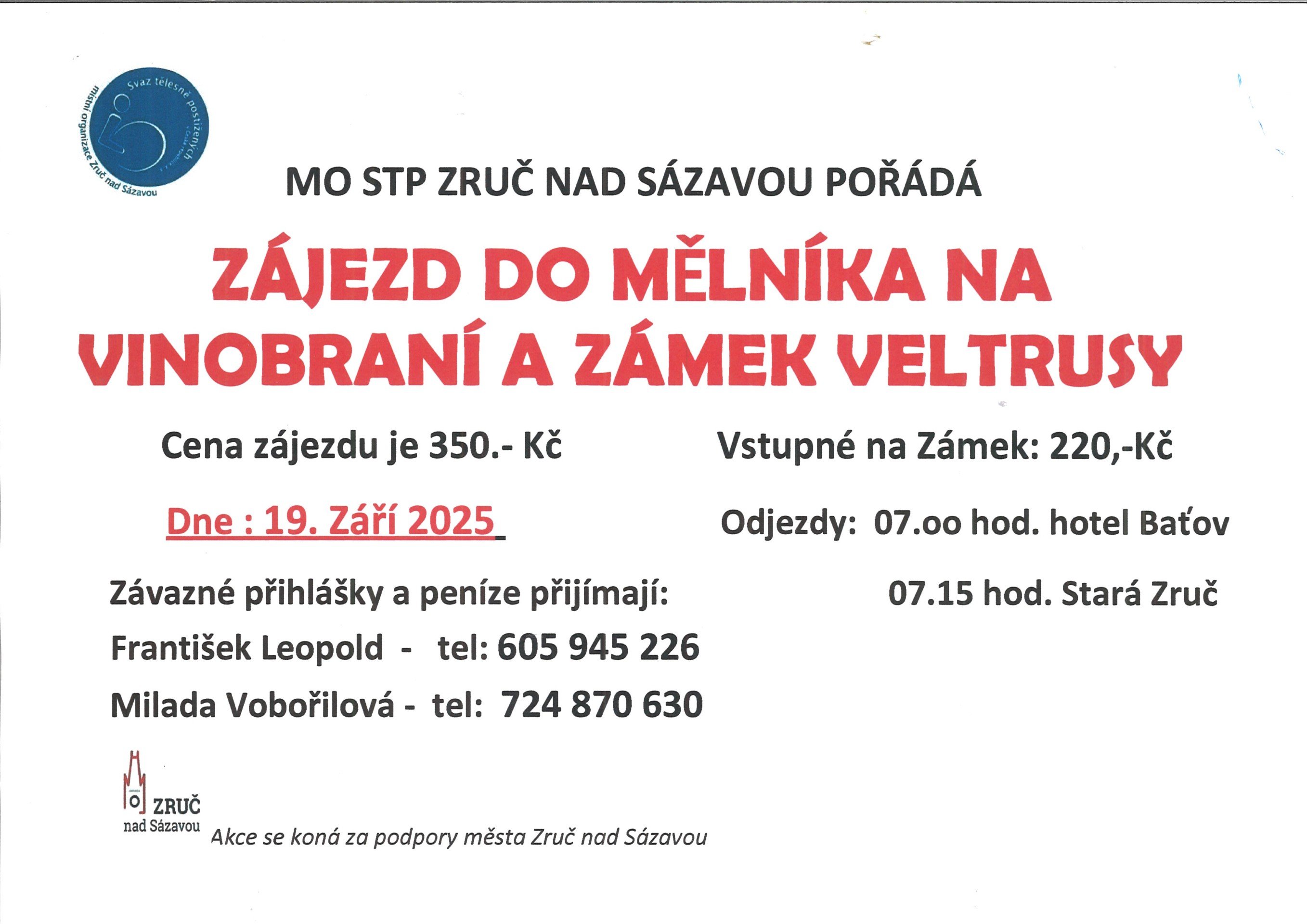 Zájezd do Mělníka a na zámek Veltrusy