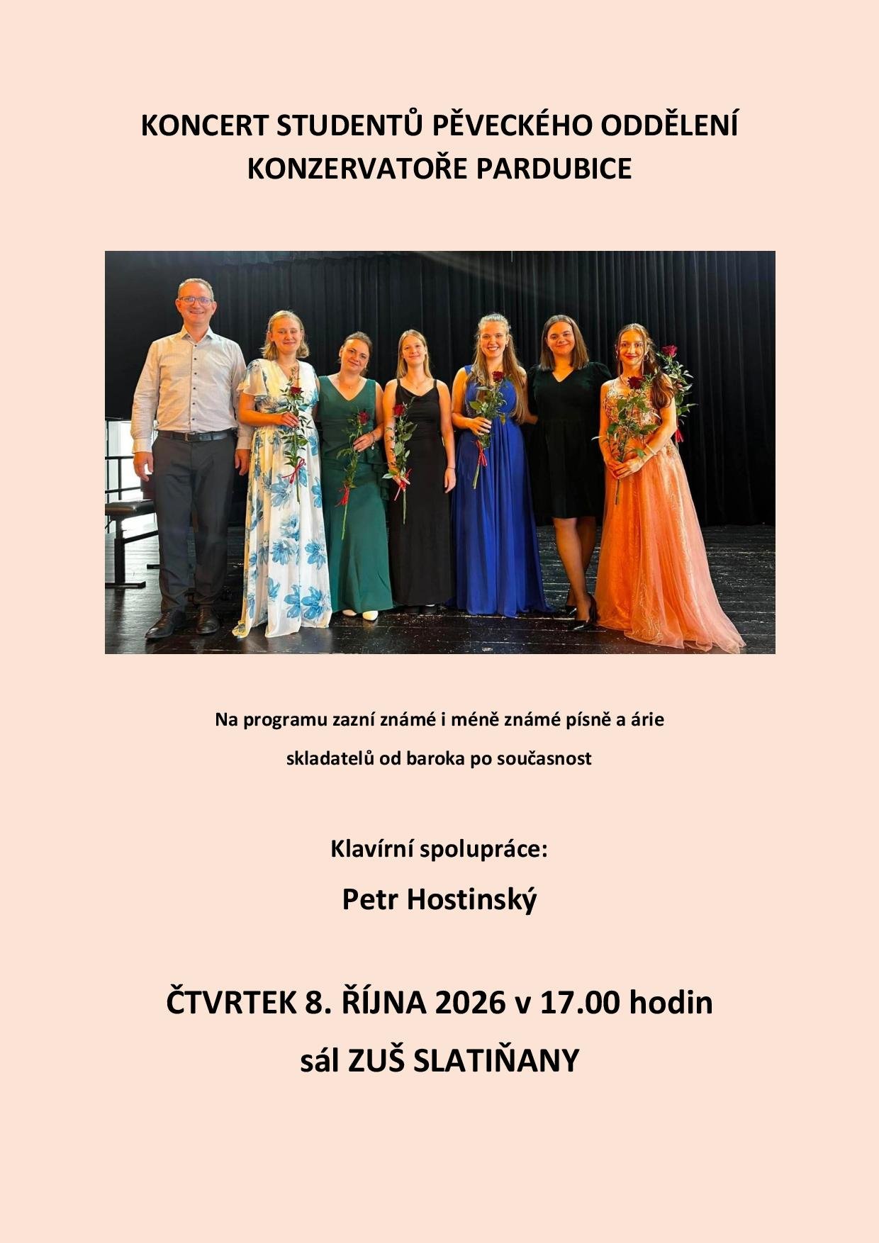 Koncert studentů pěveckého oddělení Konzervatoře Pardubice