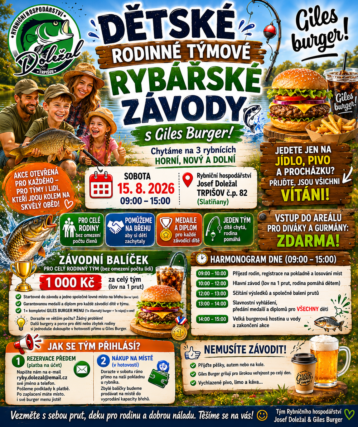 Plakát k akci pro rodiny v Rybničním hospodářství Josef Doležal