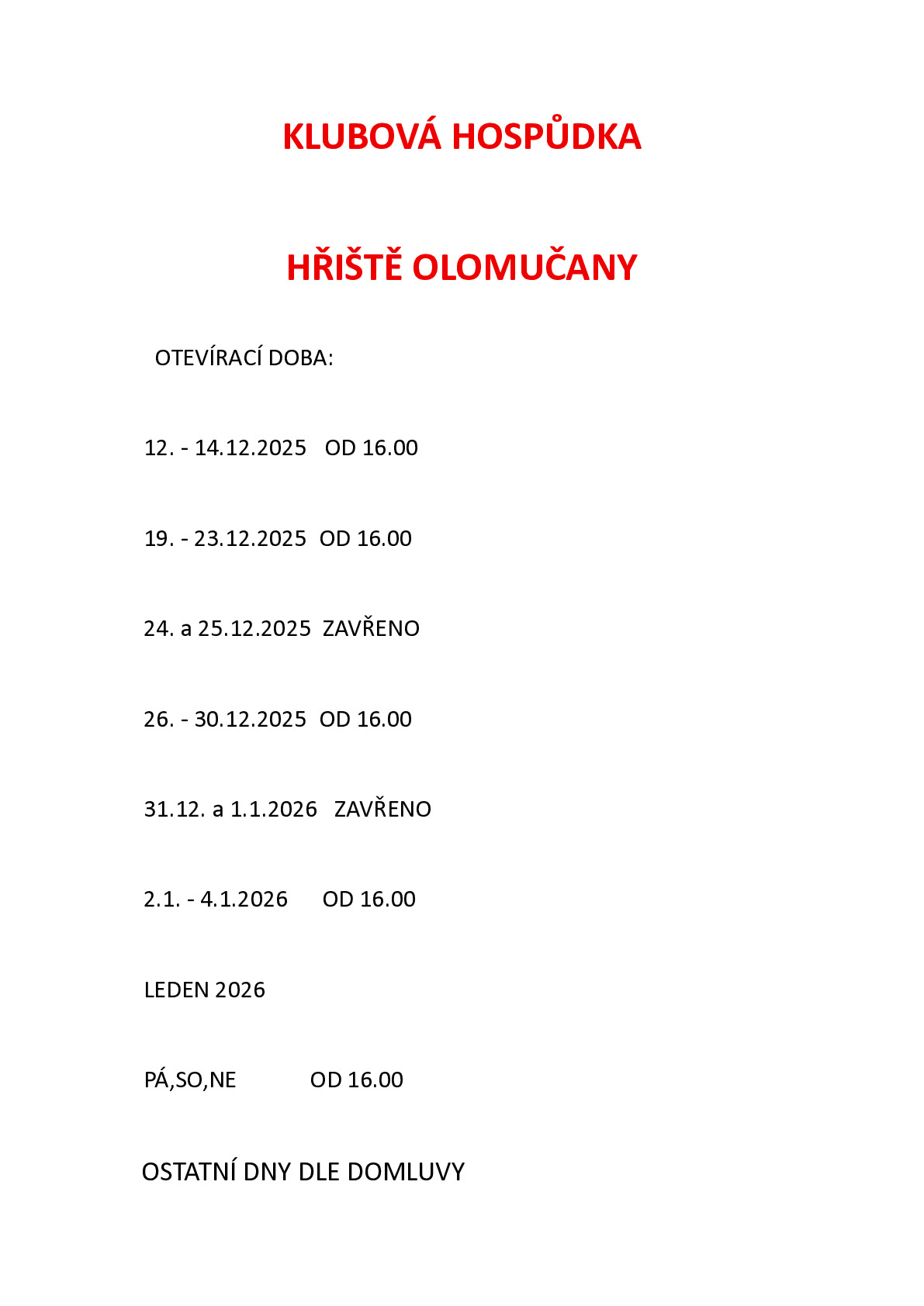 TJ SOKOL otvírá klubovou hospůdku v Olomučanech