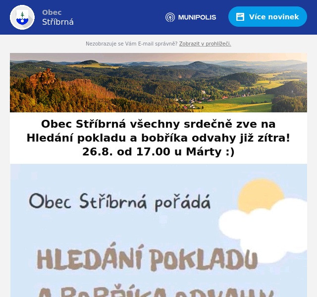 Náhledový obrázek článku: Hledání pokladu a bobřík odvahy 26.8.