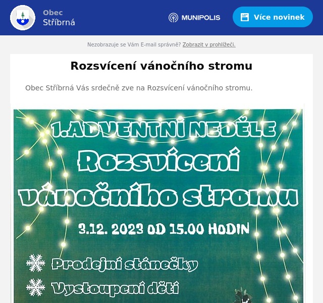 Náhledový obrázek článku: Rozsvícení vánočního stromu