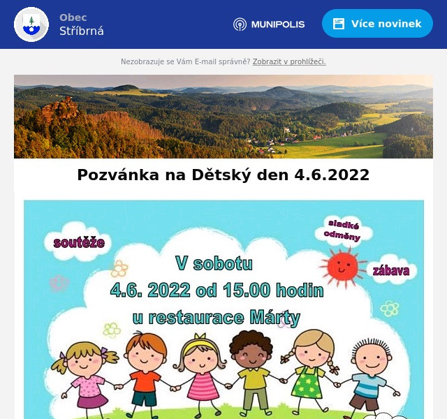 Náhledový obrázek článku: Pozvánka na Dětský den 4.6.2022