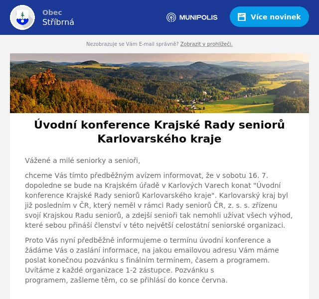 Náhledový obrázek článku: Pozvánka pro seniory