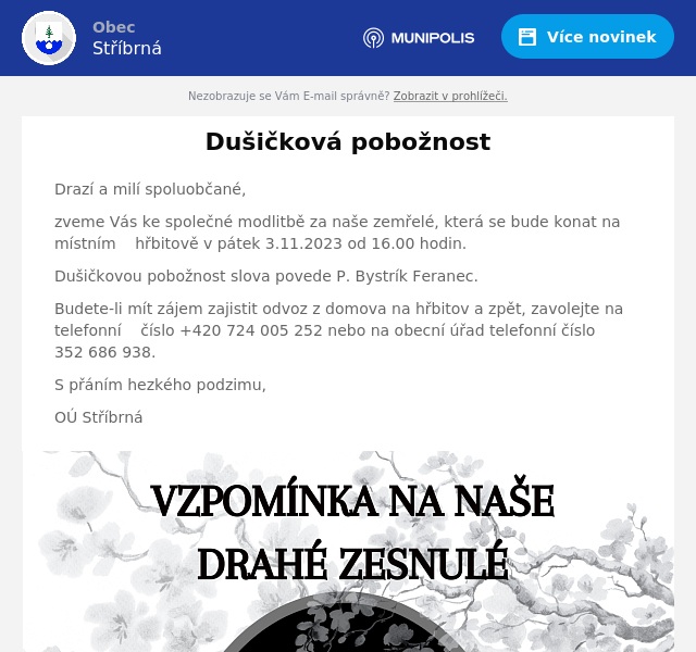 Náhledový obrázek článku: Dušičková pobožnost