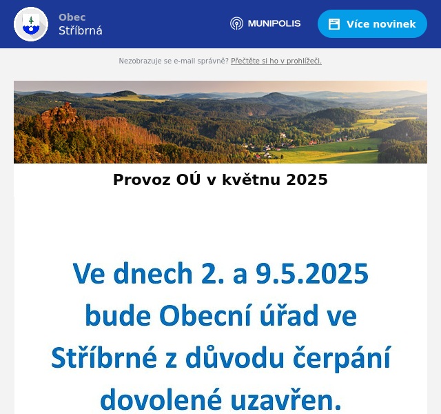 Náhledový obrázek článku: Provoz OÚ v květnu 2025