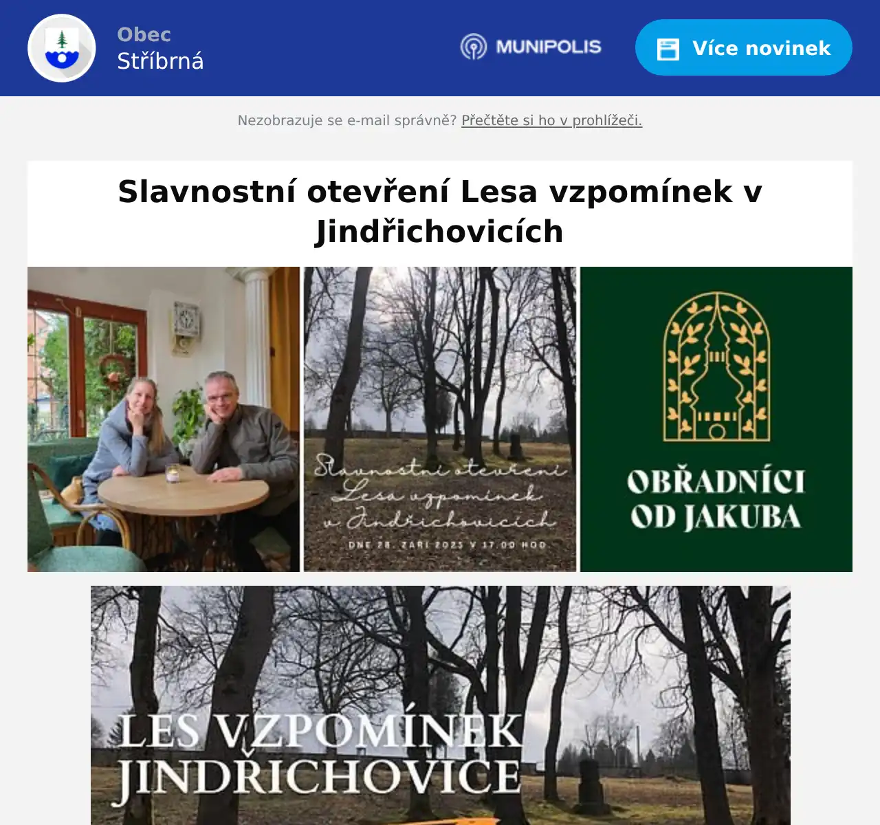 Náhledový obrázek článku: Slavnostní otevření Lesa vzpomínek v Jindřichovicích