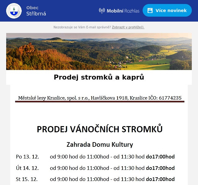 Náhledový obrázek článku: Prodej stromků a kaprů