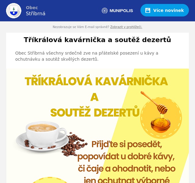 Náhledový obrázek článku: Tříkrálová kavárnička a soutěž dezertů