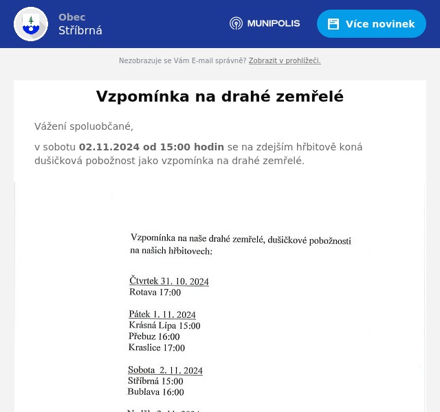 Náhledový obrázek článku: Vzpomínka na drahé zemřelé