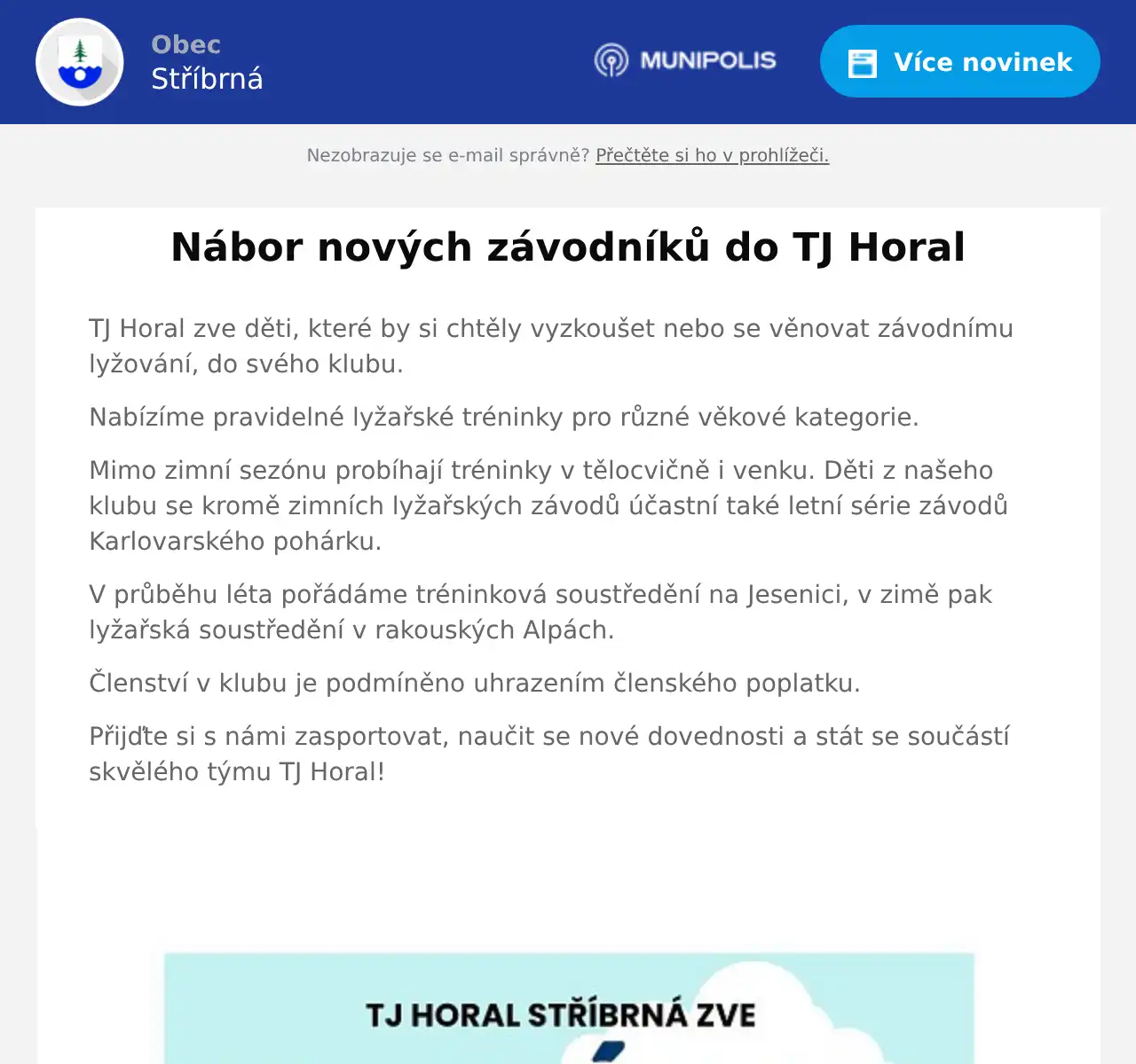 Náhledový obrázek článku: Nábor nových závodníků do TJ Horal