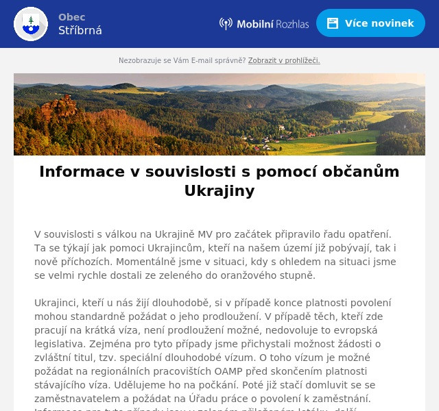 Náhledový obrázek článku: Informace v souvislosti s pomocí občanům Ukrajiny