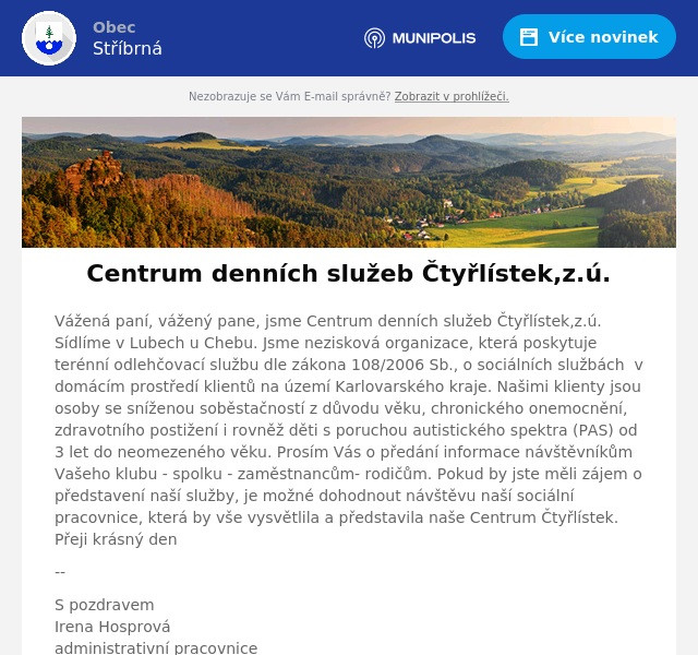 Náhledový obrázek článku: Centrum denních služeb Čtyřlístek,z.ú.