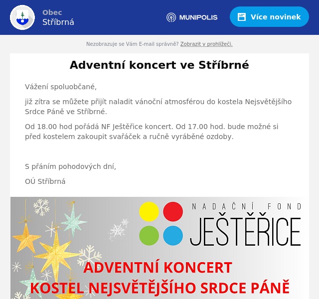 Náhledový obrázek článku: Adventní koncert ve Stříbrné