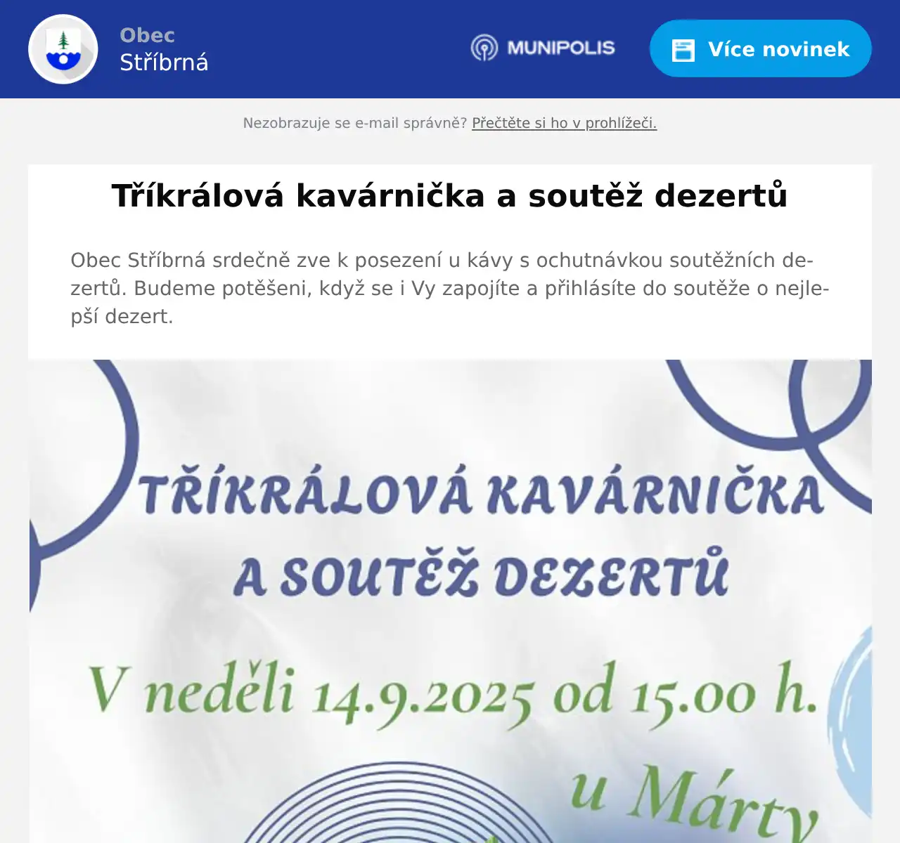 Náhledový obrázek článku: Tříkrálová kavárnička a soutěž dezertů