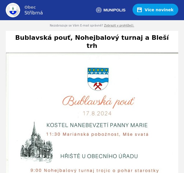 Náhledový obrázek článku: Bublavská pouť, Nohejbalový turnaj a Bleší trh