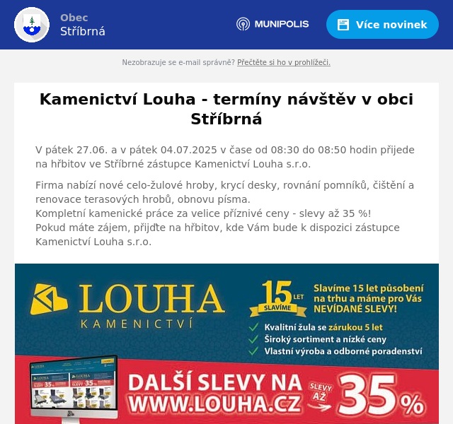 Náhledový obrázek článku: Kamenictví Louha - termíny návštěv v obci Stříbrná