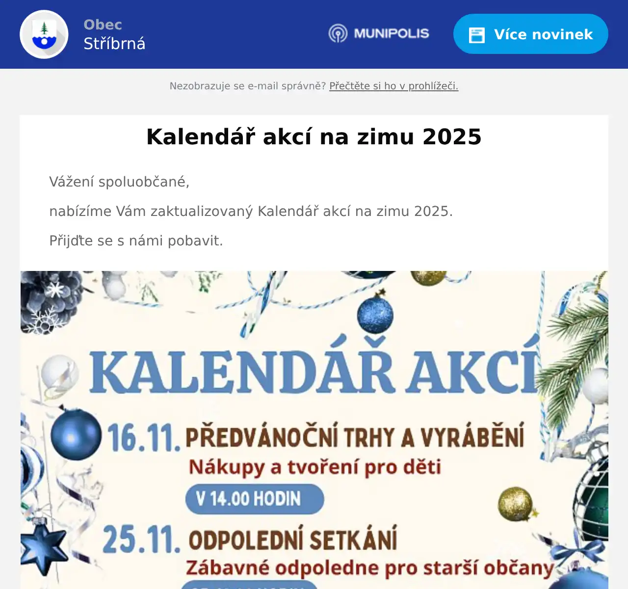 Náhledový obrázek článku: Kalendář akcí na zimu 2025