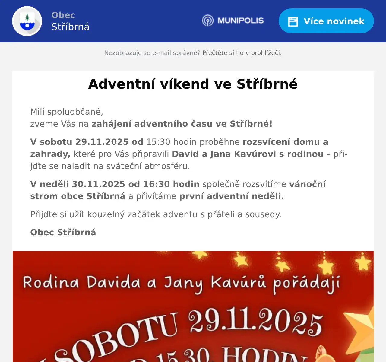 Náhledový obrázek článku: Adventní víkend ve Stříbrné