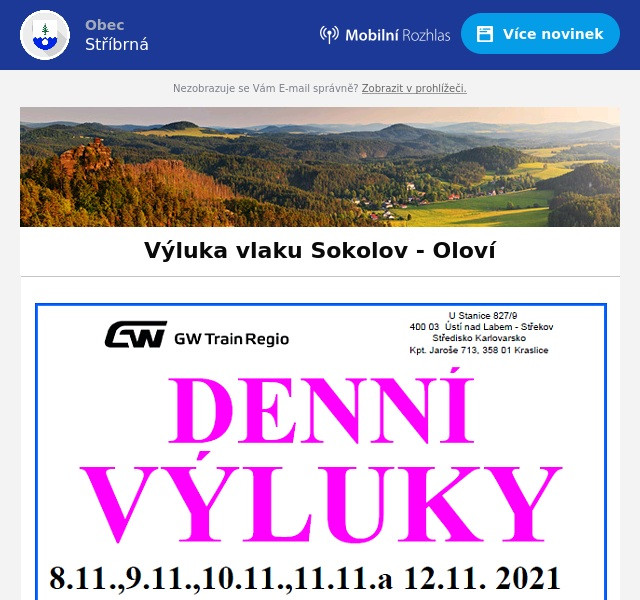 Náhledový obrázek článku: Výluka vlaku Sokolov - Oloví