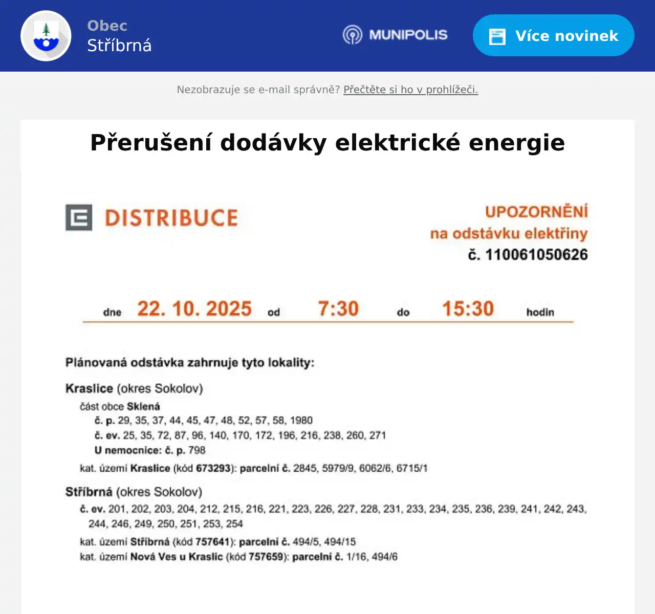 Náhledový obrázek článku: Přerušení dodávky elektrické energie