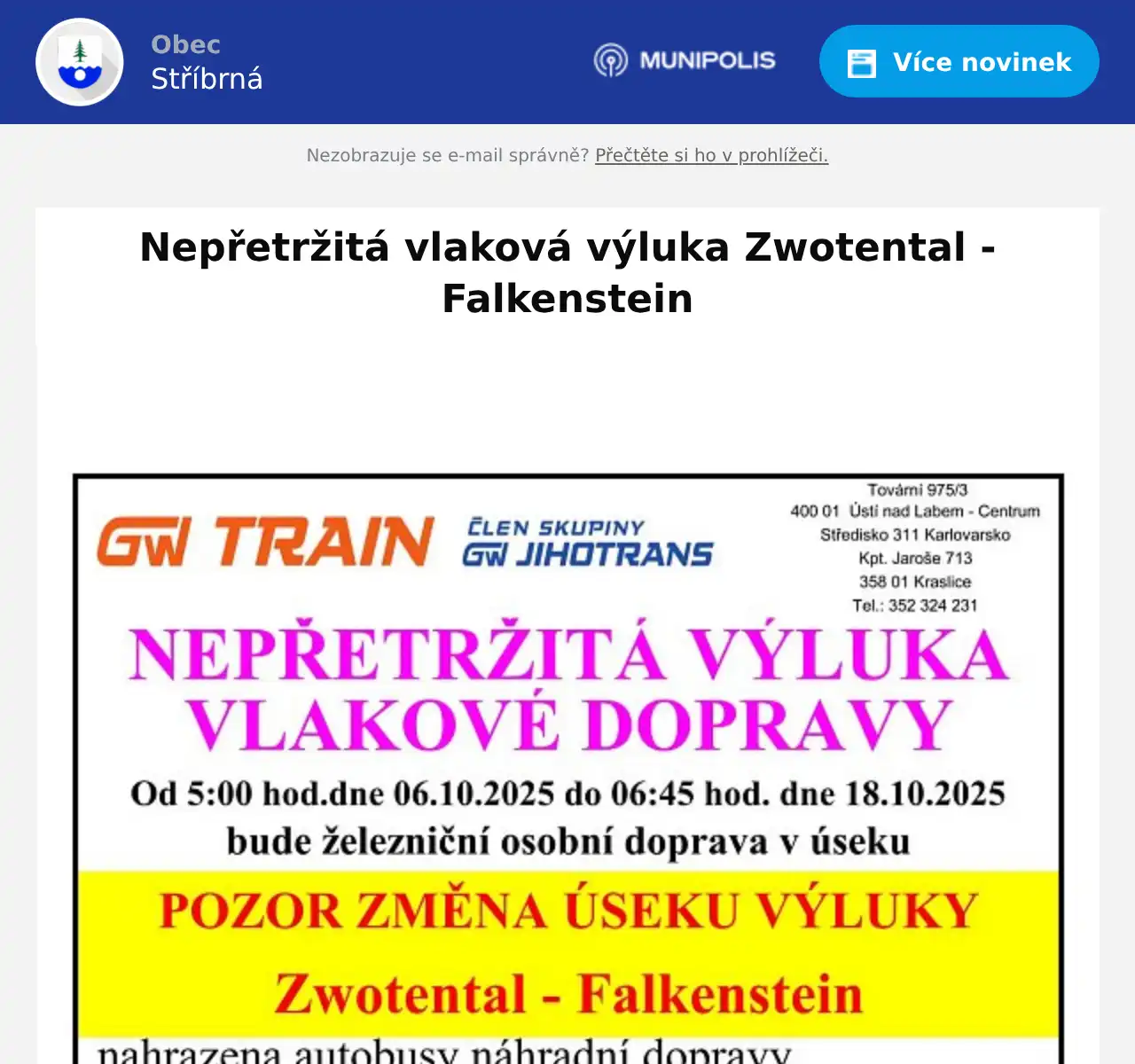 Náhledový obrázek článku: Nepřetržitá vlaková výluka