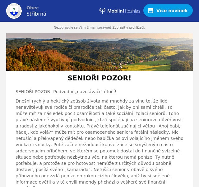 Náhledový obrázek článku: SENIOŘI POZOR!