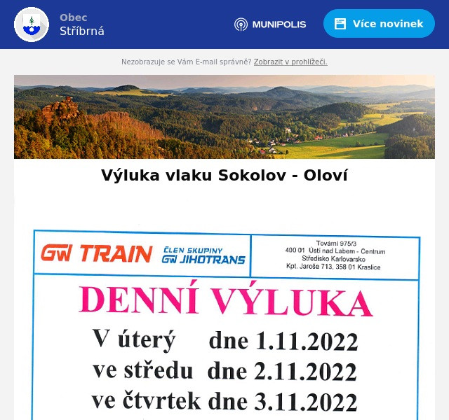 Náhledový obrázek článku: Výluka vlaku