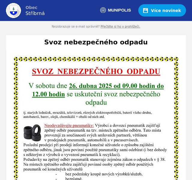 Náhledový obrázek článku: Svoz nebezpečného odpadu