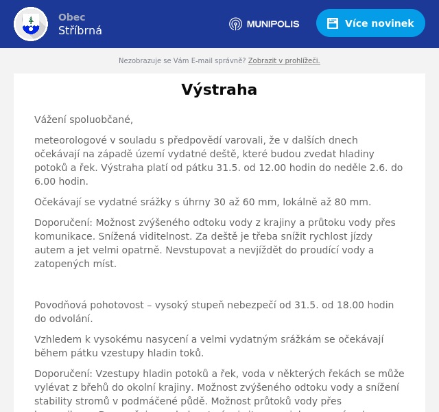 Náhledový obrázek článku: Výstraha
