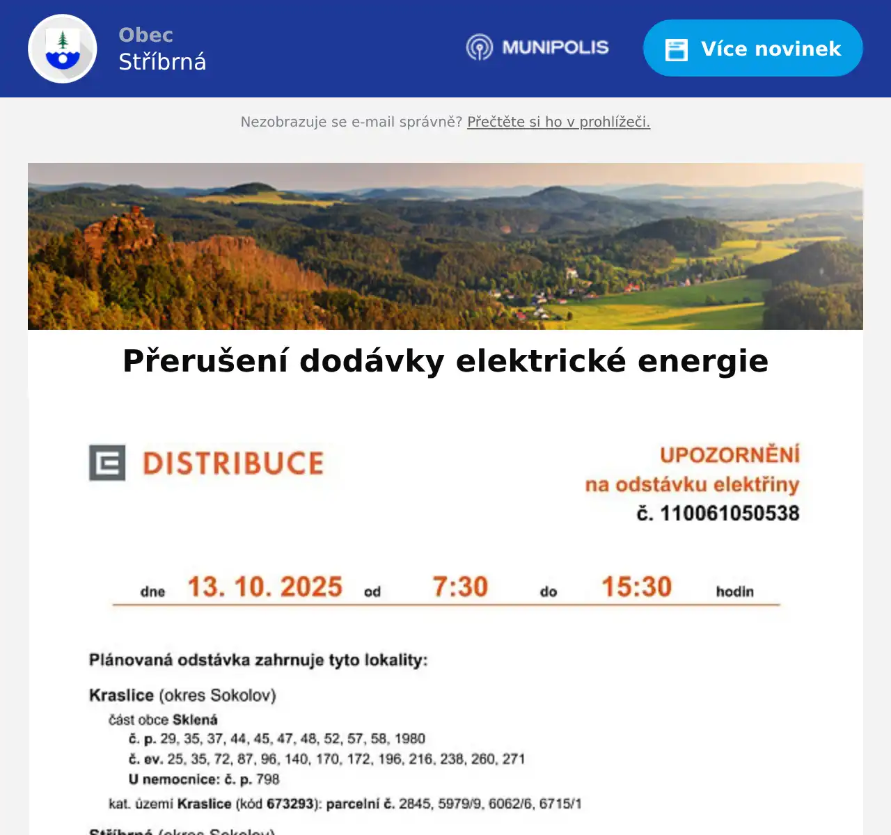 Náhledový obrázek článku: Přerušení dodávky elektrické energie