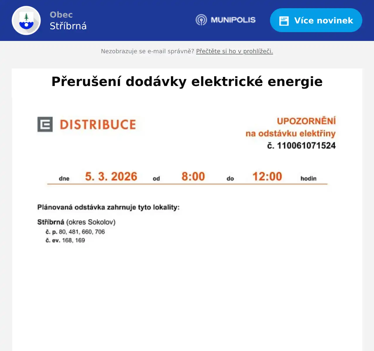 Náhledový obrázek článku: Přerušení dodávky elektrické energie
