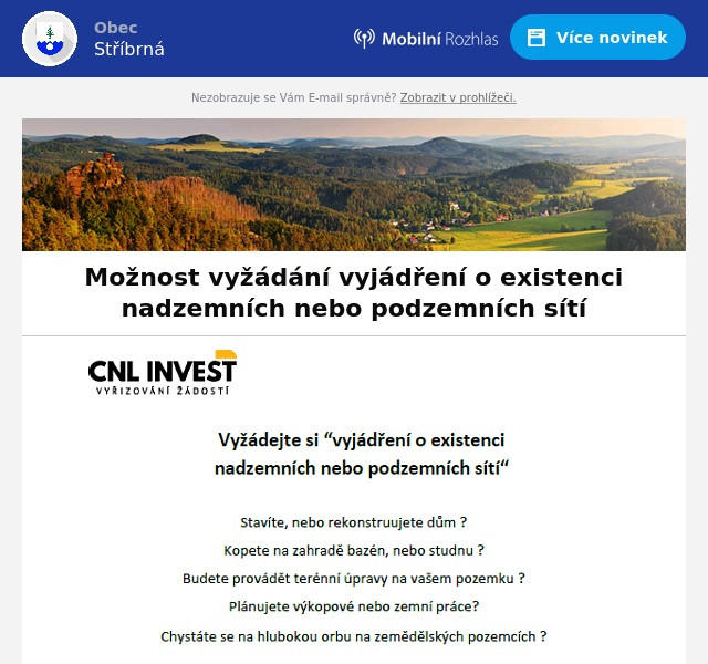 Náhledový obrázek článku: Možnost vyžádání vyjádření o existenci nadzemních nebo podzemních sítí
