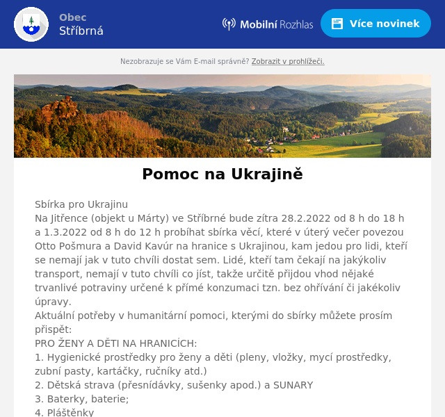 Náhledový obrázek článku: Sbírka pro Ukrajinu