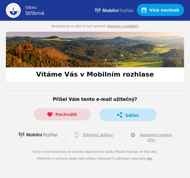 Náhledový obrázek článku: Uvítání v mobilní rozhlase
