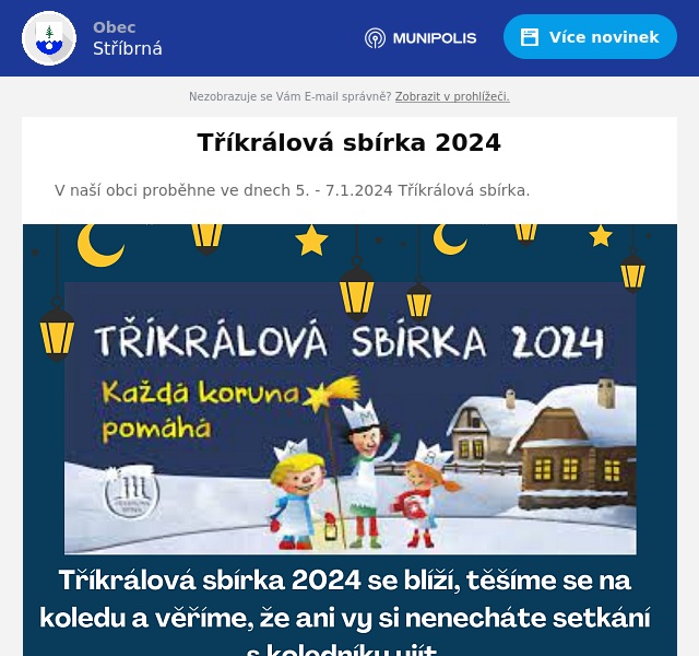 Náhledový obrázek článku: Tříkrálová sbírka 2024