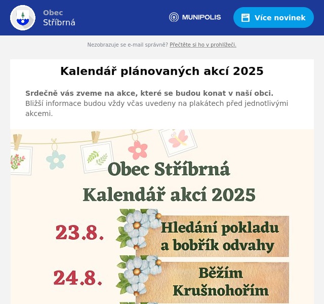 Náhledový obrázek článku: Kalendář plánovaných akcí 2025