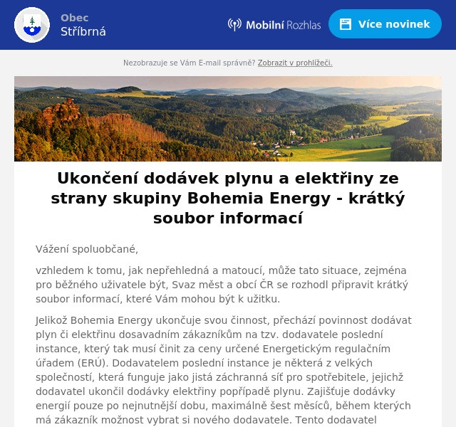 Náhledový obrázek článku: Ukončení dodávek plynu a elektřiny ze strany skupiny Bohemia Energy