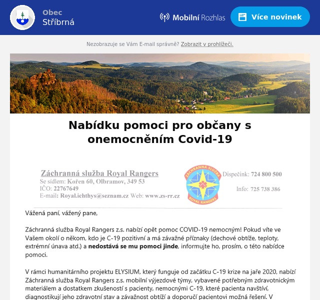 Náhledový obrázek článku: Nabídku pomoci pro občany s onemocněním Covid-19