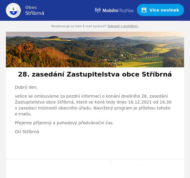 Náhledový obrázek článku: 28. zasedání Zastupitelstva obce Stříbrná