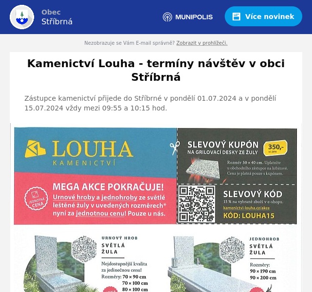 Náhledový obrázek článku: Kamenictví Louha - termíny návštěv v obci Stříbrná
