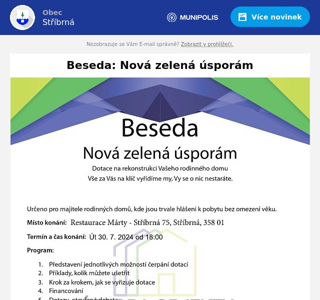Náhledový obrázek článku: Beseda: Nová zelená úsporám