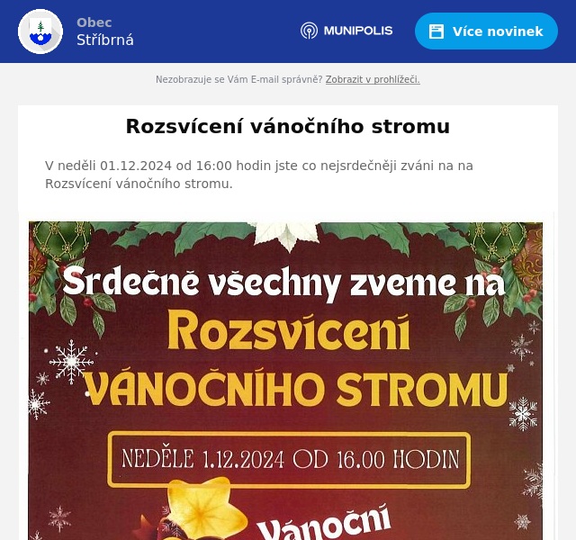 Náhledový obrázek článku: Rozsvícení vánočního stromu