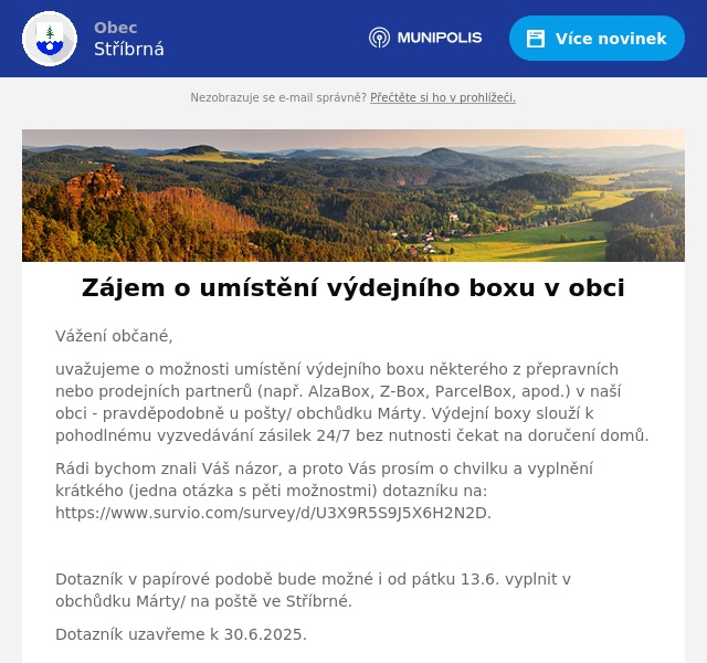 Náhledový obrázek článku: Zájem o umístění výdejního boxu v obci