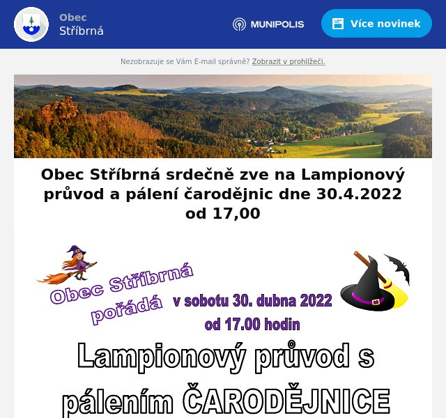 Náhledový obrázek článku: Lampionový průvod a pálení čarodějnic