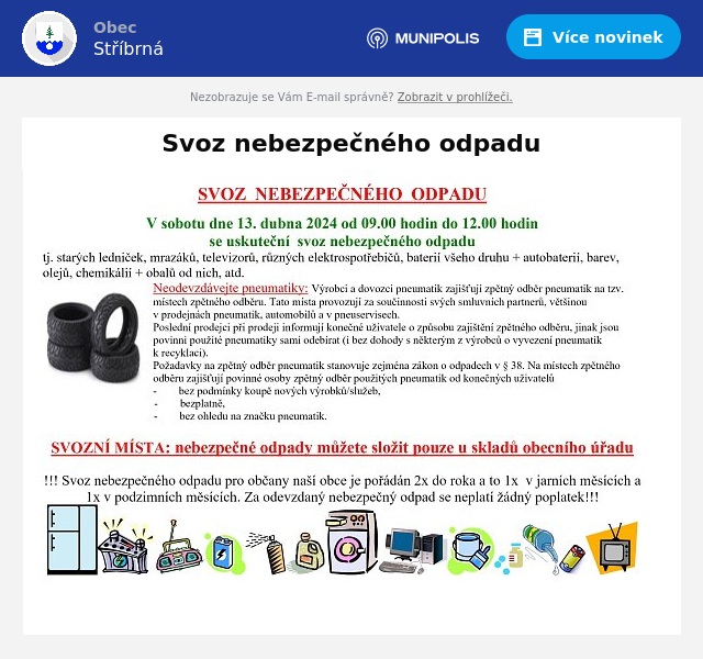 Náhledový obrázek článku: Svoz nebezpečného odpadu