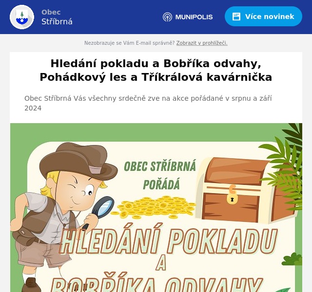 Náhledový obrázek článku: Hledání pokladu a Bobříka odvahy, Pohádkový les a Tříkrálová kavárnička