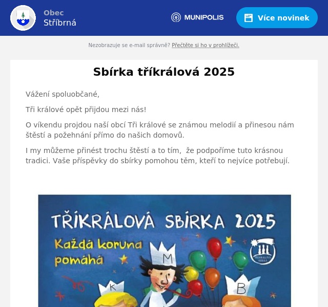 Náhledový obrázek článku: Sbírka tříkrálová 2025