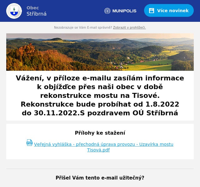 Náhledový obrázek článku: Rekonstrukce mostu na Tisové